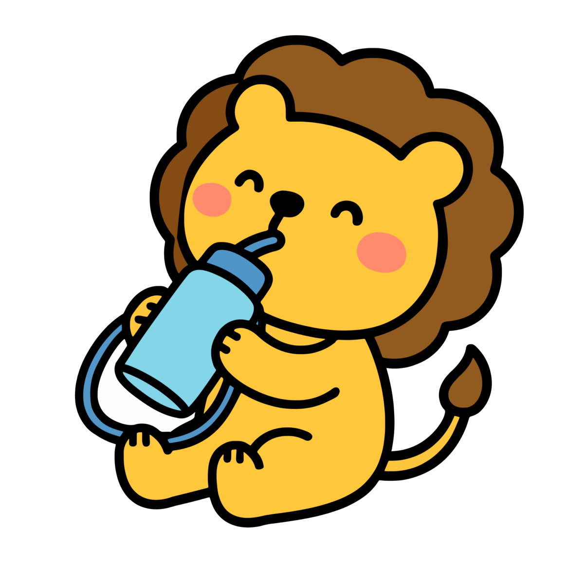 かわいいライオンの水筒イラスト｜簡単・無料で使えるフリー素材・アイコン