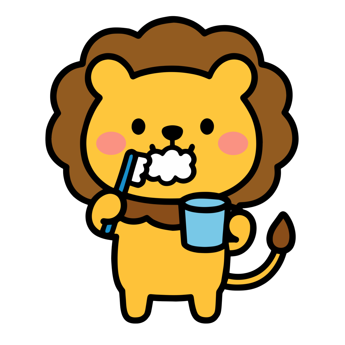 歯みがきするライオンのイラスト無料ダウンロード(カラー)
