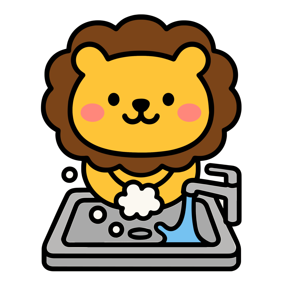 料理するライオンのイラスト無料ダウンロード（カラー）