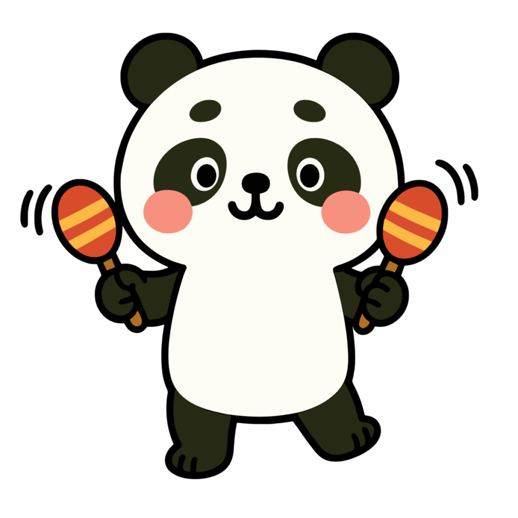 マラカスをふるパンダのイラスト無料ダウンロード（カラー）