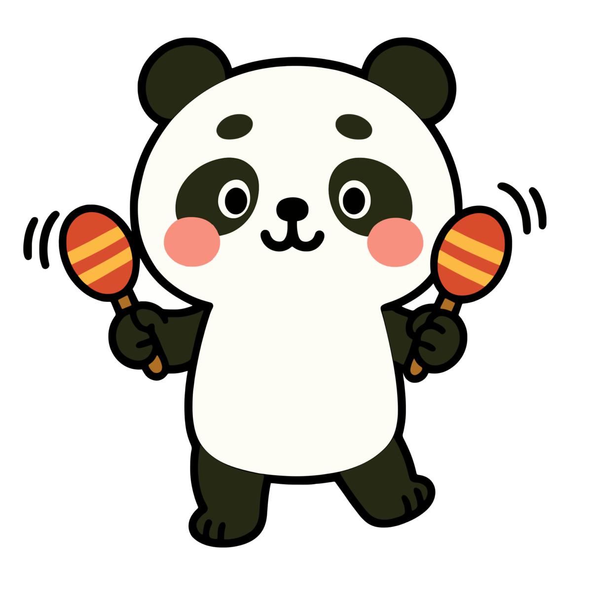 マラカスをふるパンダのイラスト無料ダウンロード（カラー）