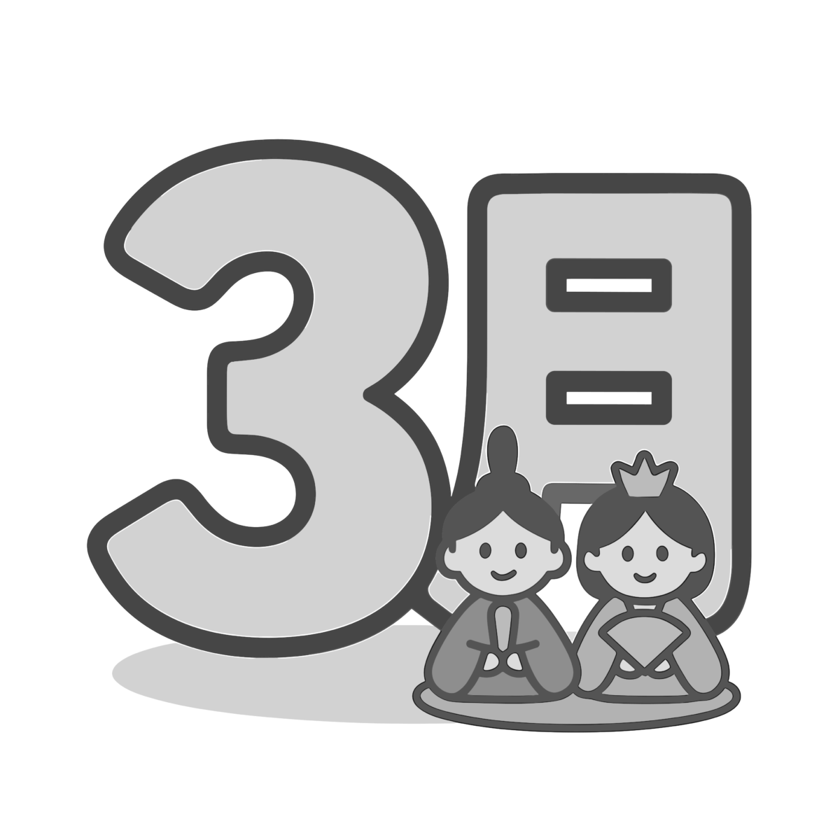 3月のイラスト無料ダウンロード（モノクロ）