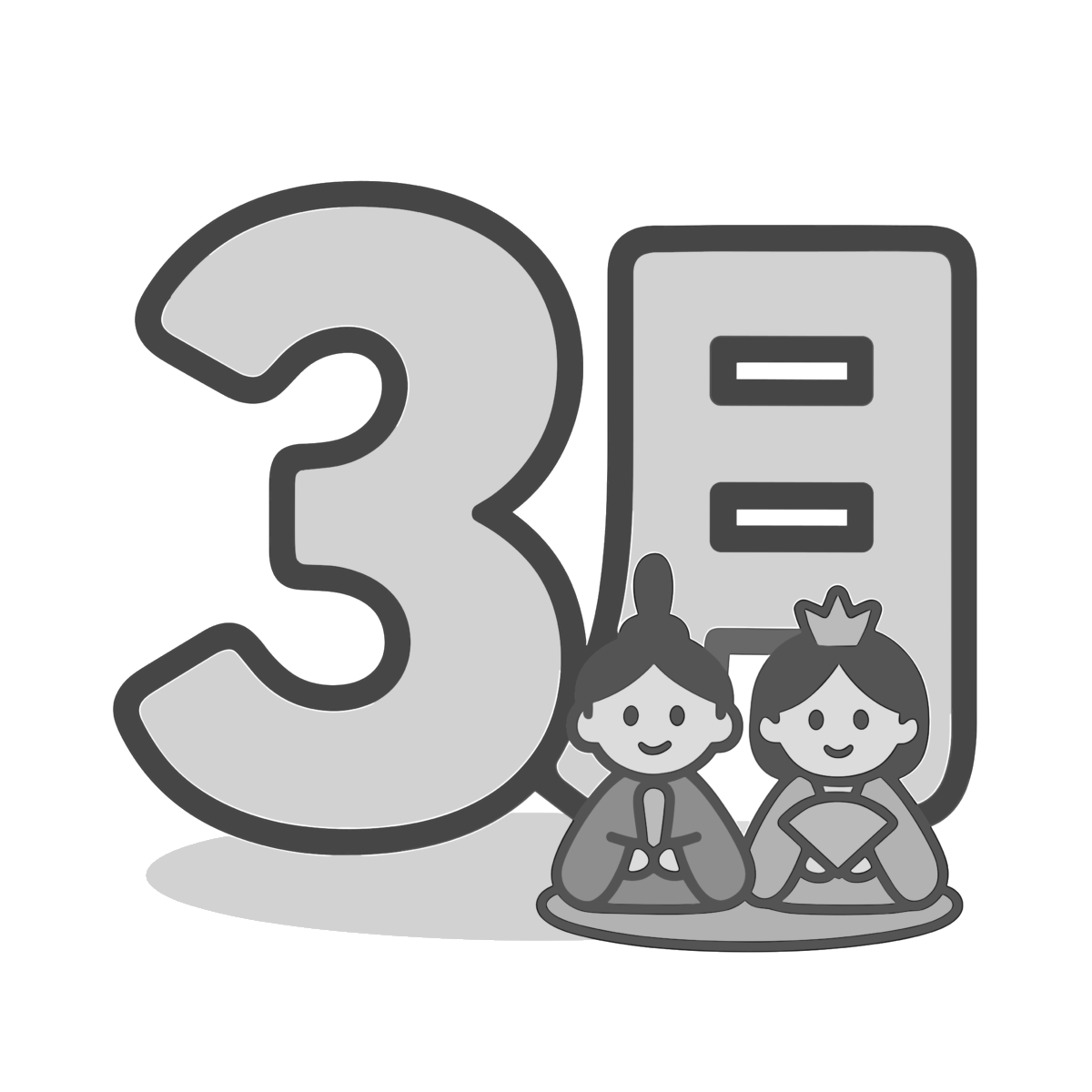 3月のイラスト無料ダウンロード（モノクロ）