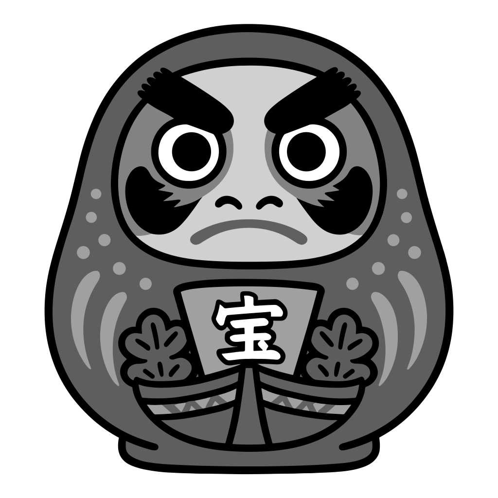 松川だるまのイラスト無料ダウンロード（モノクロ）