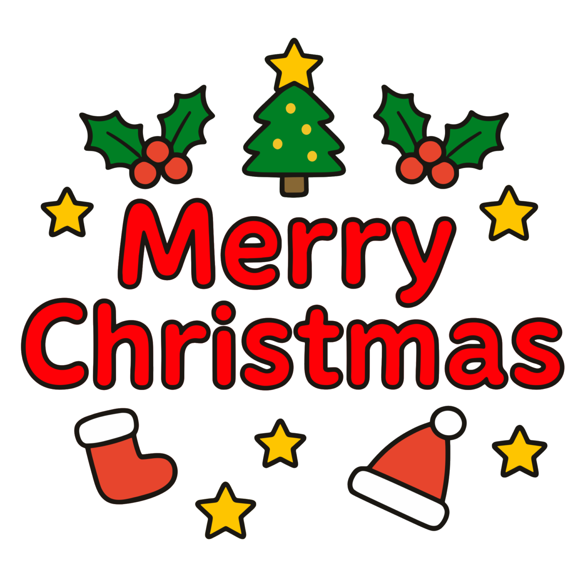 クリスマスの文字のイラスト無料ダウンロード（カラー）