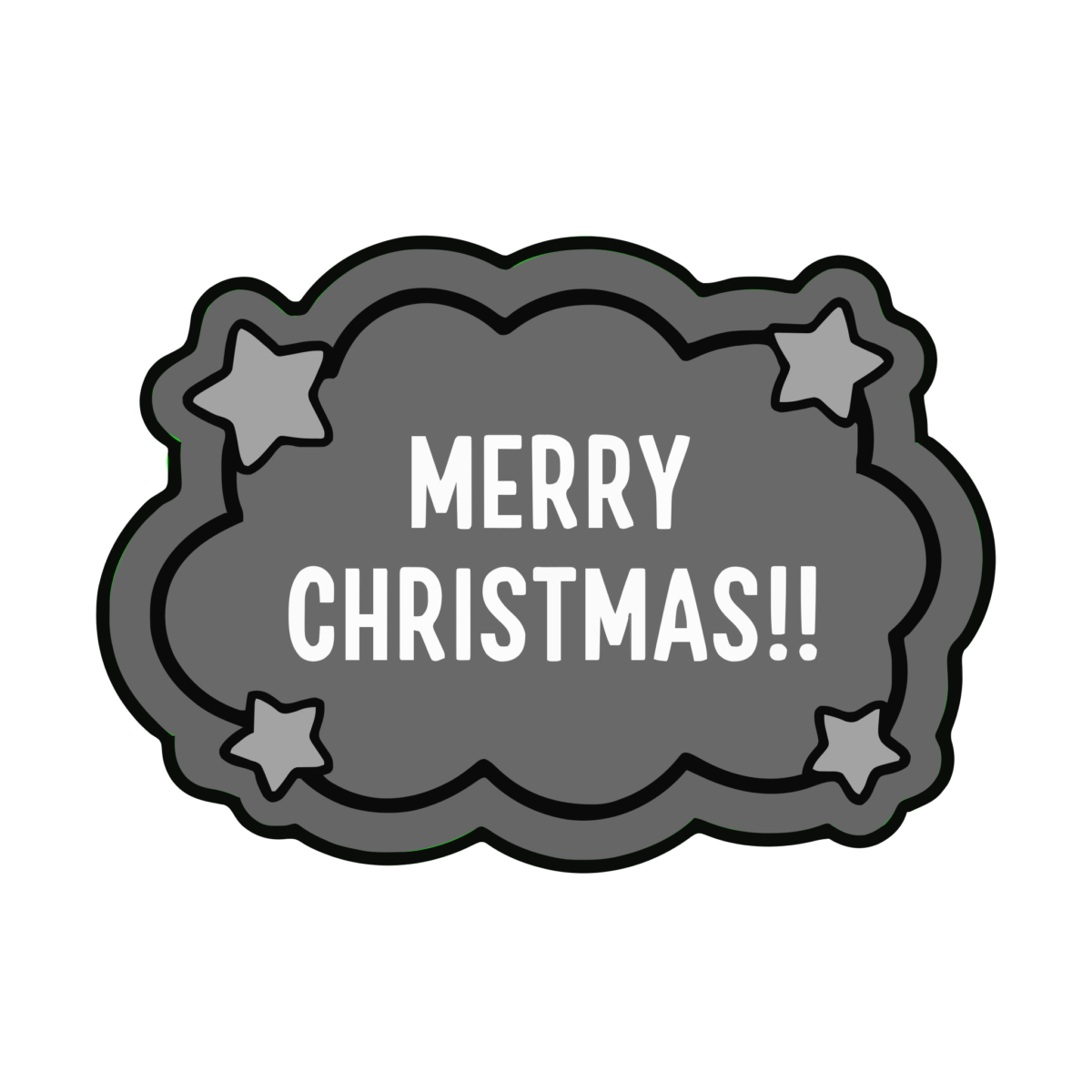 メリークリスマスの文字のイラスト無料ダウンロード(モノクロ)