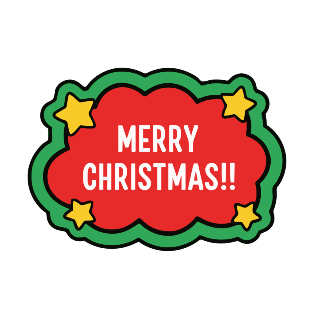 メリークリスマスの文字のイラスト無料ダウンロード（カラー）