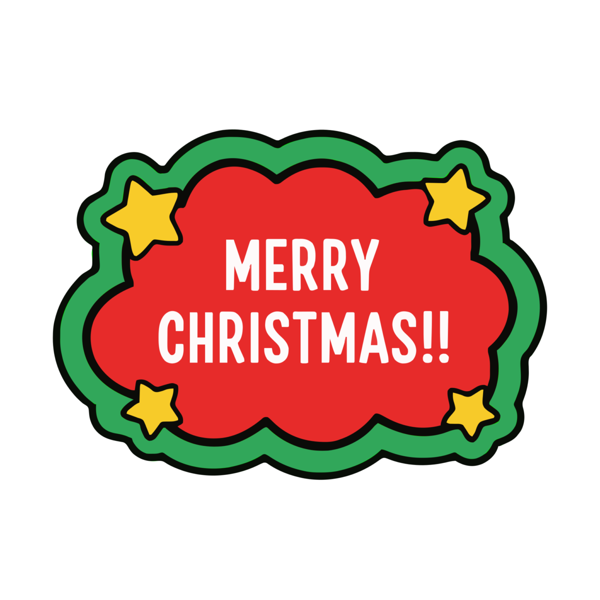 メリークリスマスの文字のイラスト無料ダウンロード(カラー)