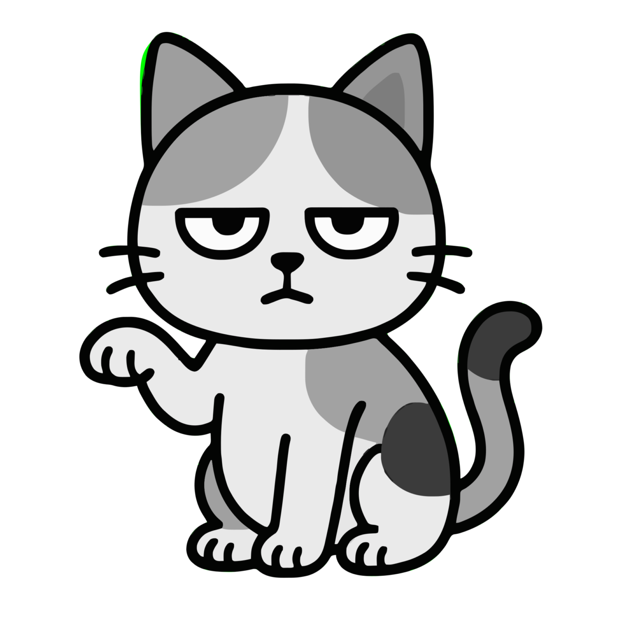 三毛猫のイラスト無料ダウンロード（モノクロ）