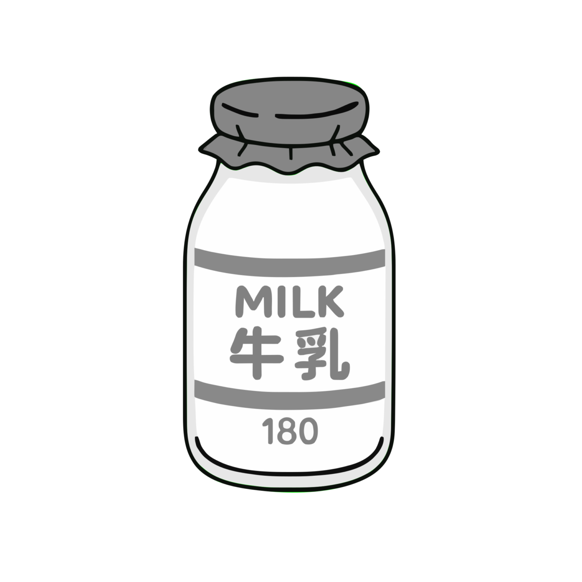 牛乳びんのイラスト無料ダウンロード(モノクロ)