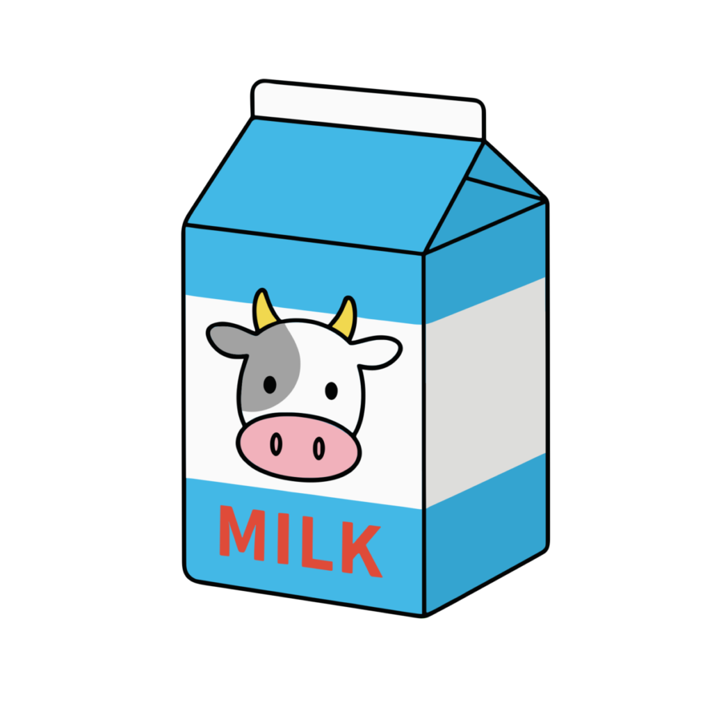 牛乳パック（牛の絵）のイラスト無料ダウンロード（カラー）