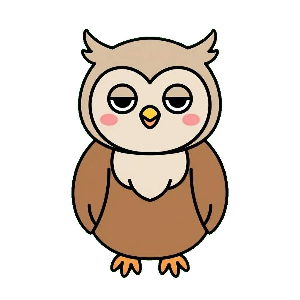 みみずく（かわいい）のイラスト（カラー）