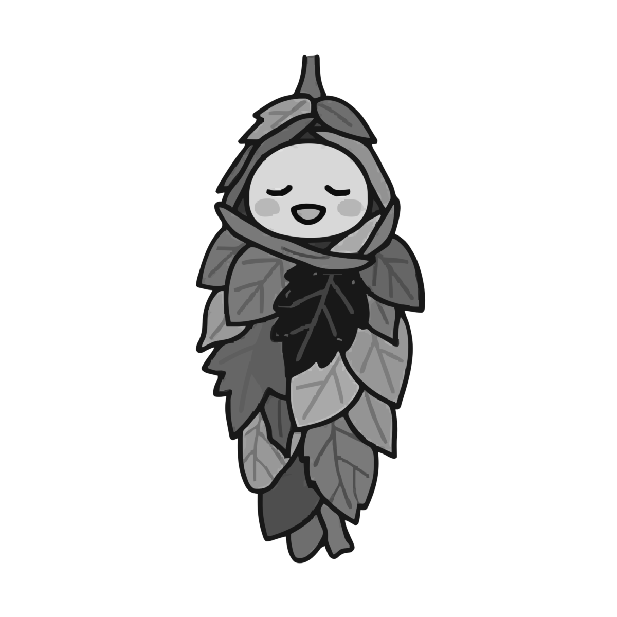 みのむしのかわいいイラスト（モノクロ）