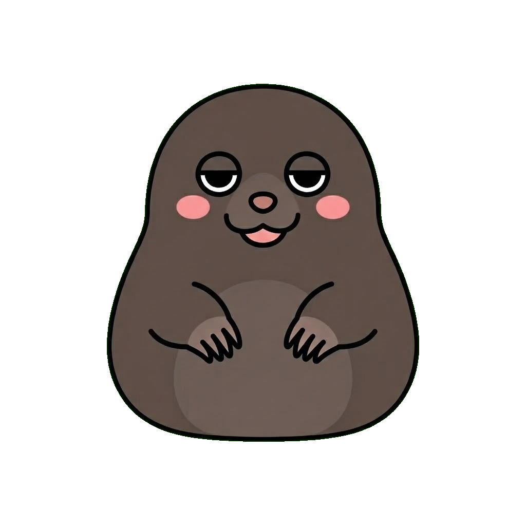 もぐら（かわいい）のイラスト（カラー）