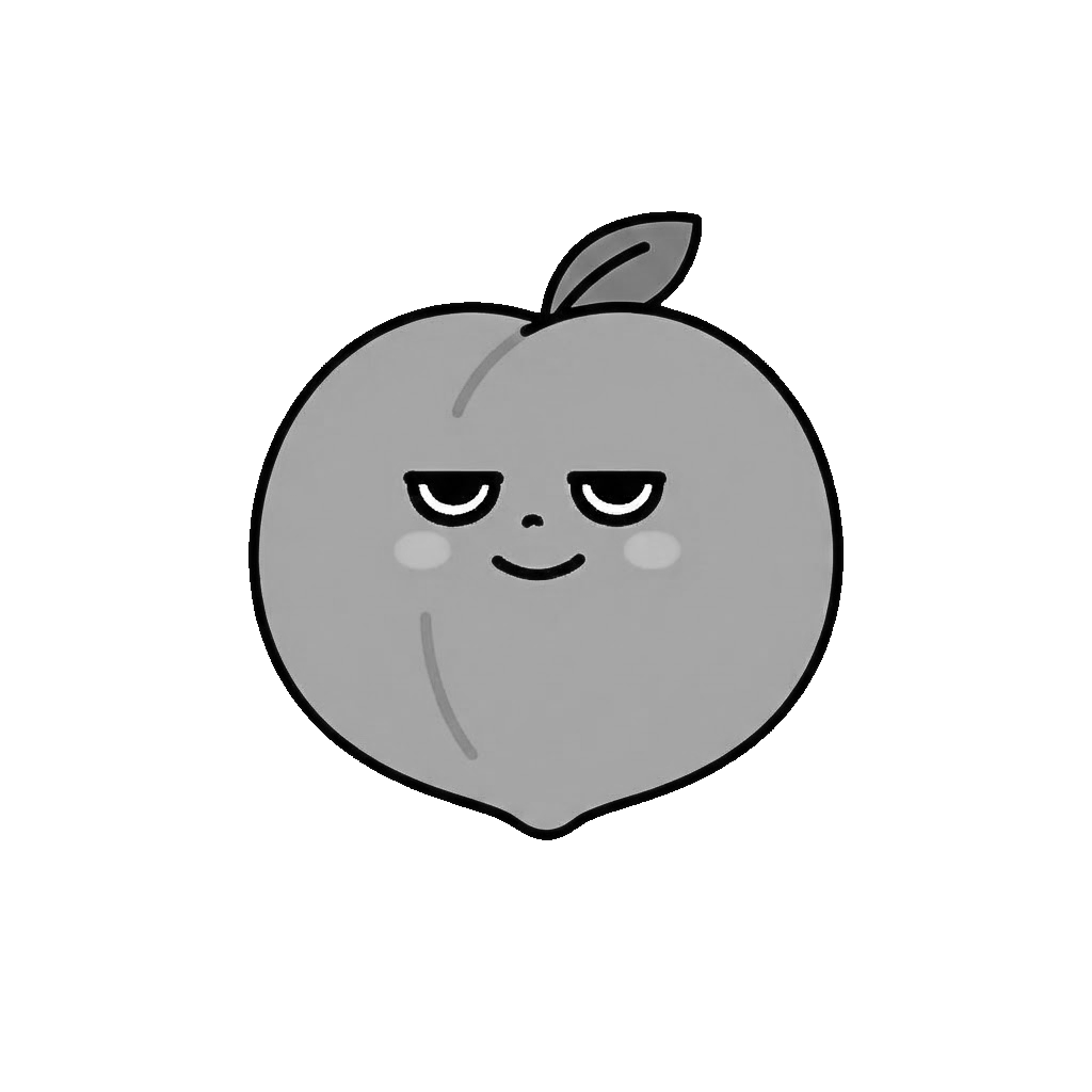 もものかわいいイラスト（モノクロ）
