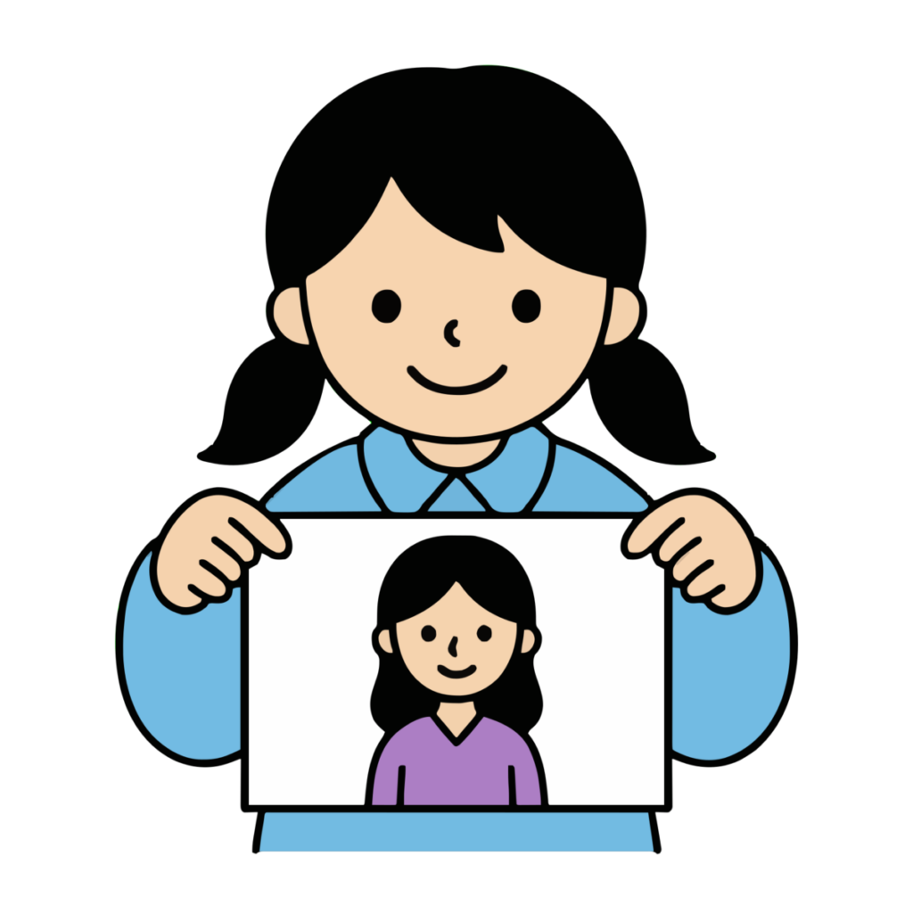 簡単お母さんの似顔絵のイラスト無料ダウンロード（カラー）