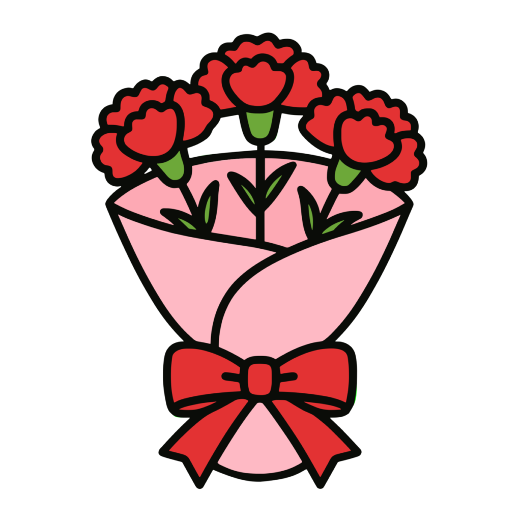 カーネーション 花束のイラスト無料ダウンロード（カラー）