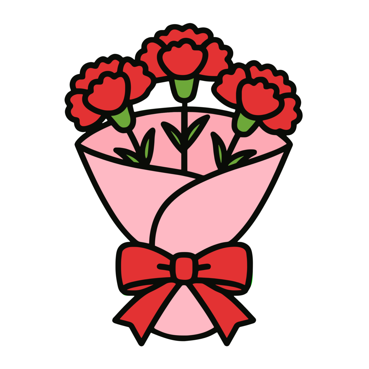 カーネーション 花束のイラスト無料ダウンロード(カラー)
