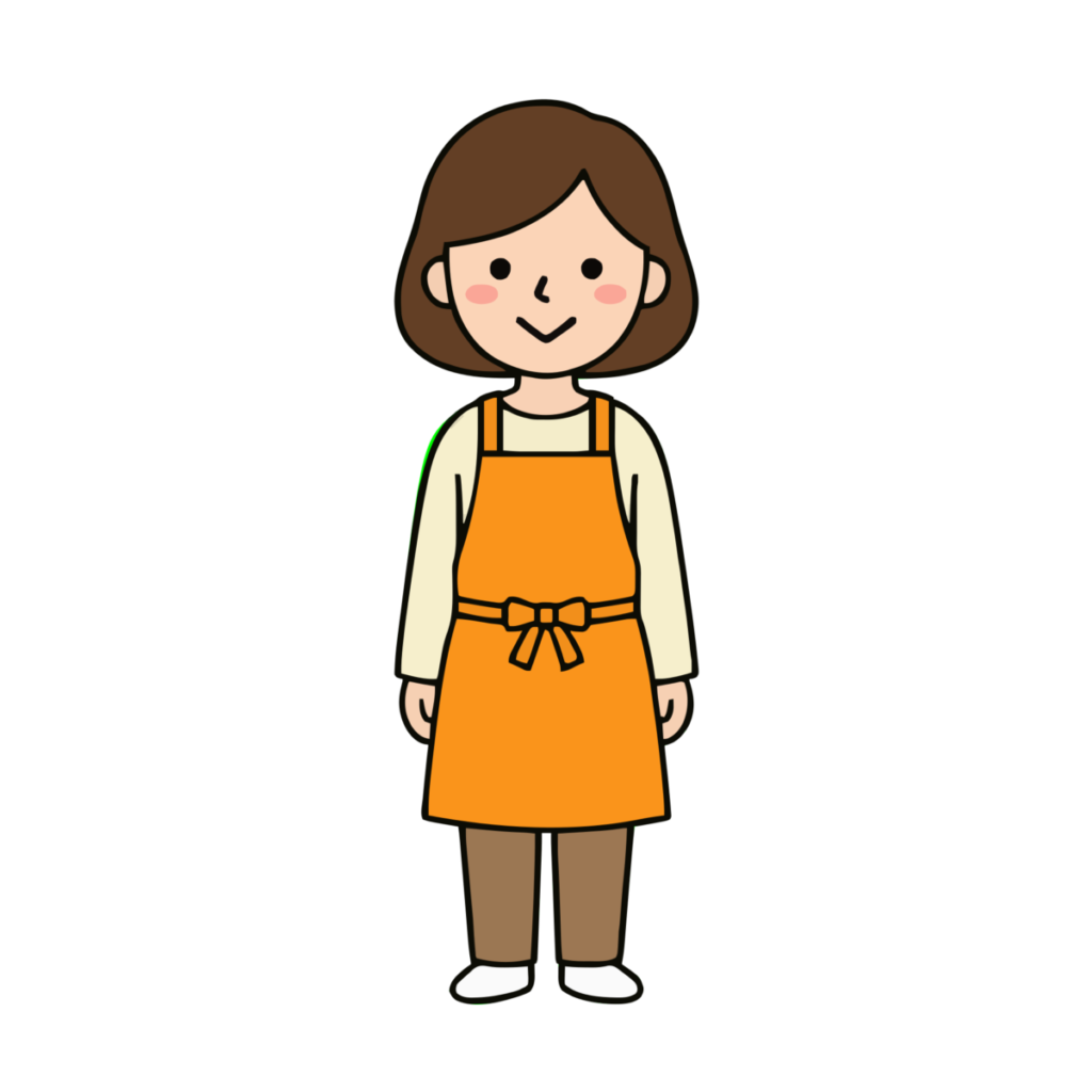 エプロン姿のママのイラスト無料ダウンロード（カラー）