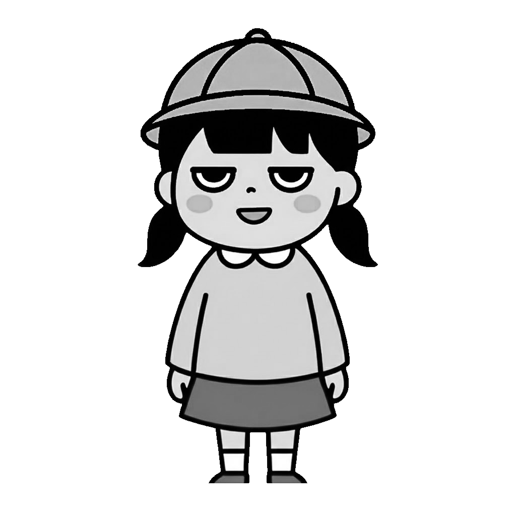 むぎのかわいいイラスト（モノクロ）