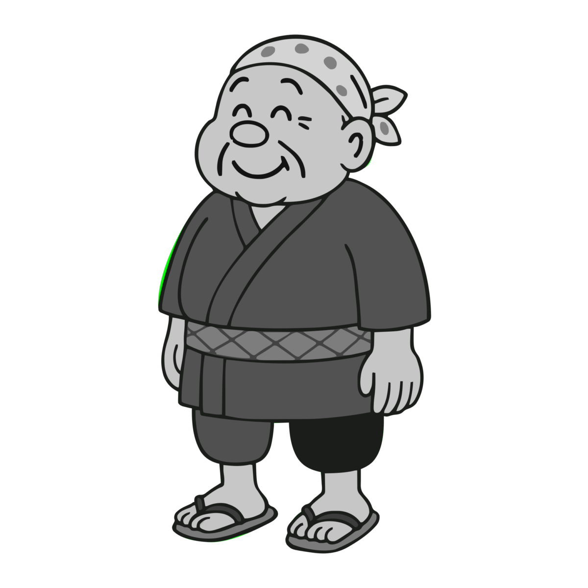 昔話 おじいさんのイラスト無料ダウンロード（モノクロ）