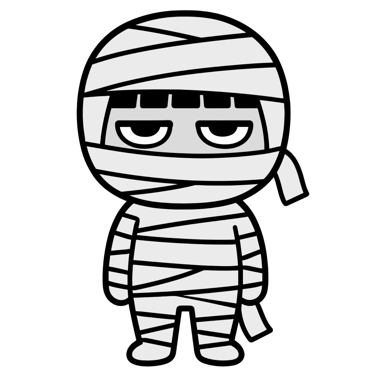 かわいい ミイラのイラスト無料ダウンロード（モノクロ）