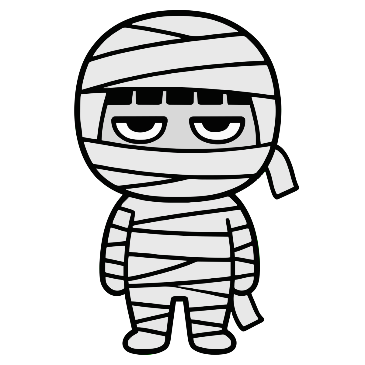 かわいい ミイラのイラスト無料ダウンロード（モノクロ）