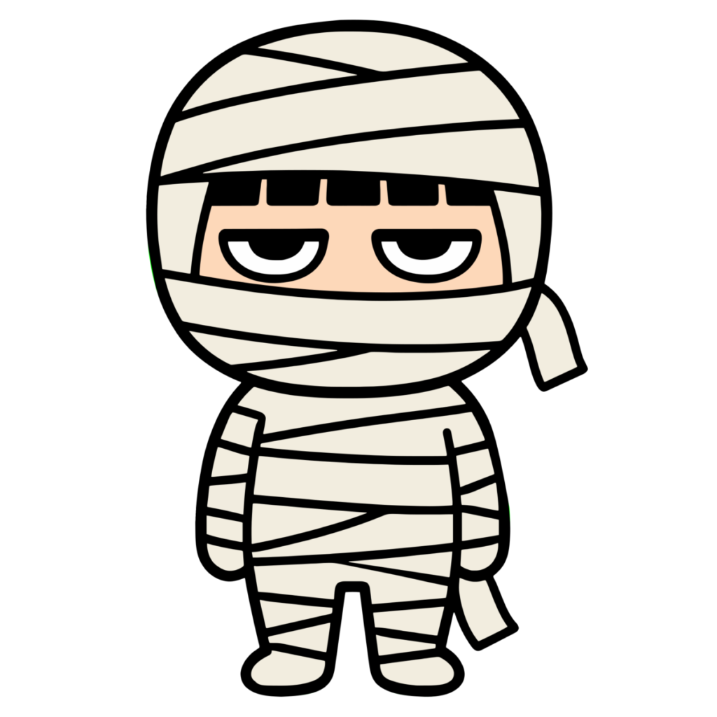 かわいい ミイラのイラスト無料ダウンロード（カラー）