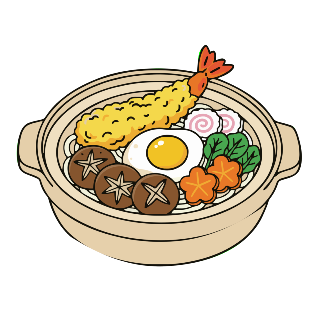 鍋焼きうどんのイラスト無料ダウンロード（カラー）