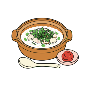 七草粥と梅干し