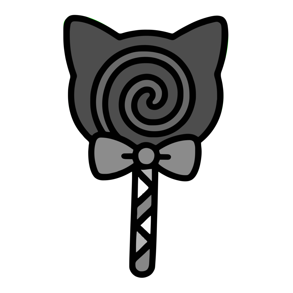 かわいいねこのキャンディのイラスト無料ダウンロード(モノクロ)