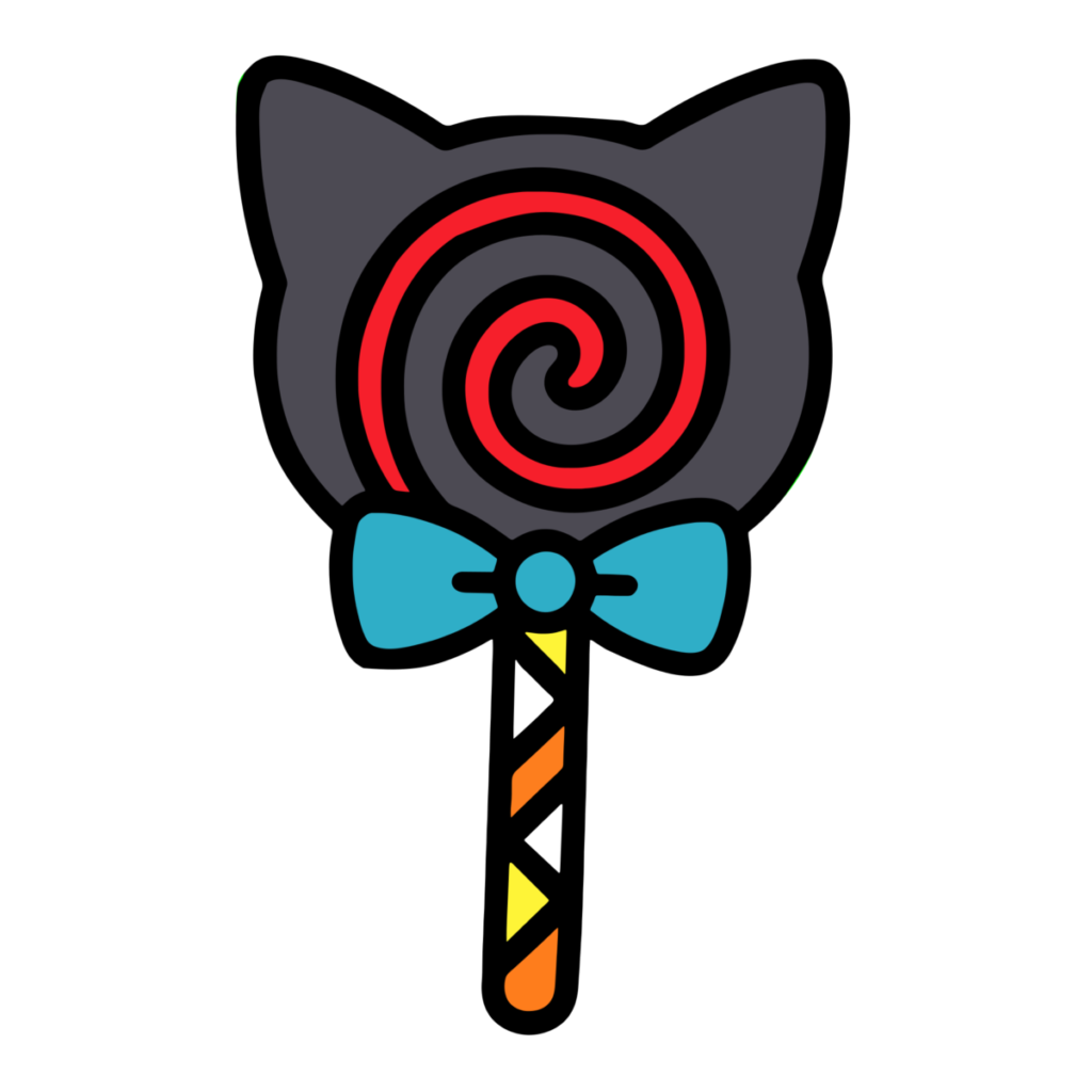 かわいいねこのキャンディのイラスト無料ダウンロード（カラー）