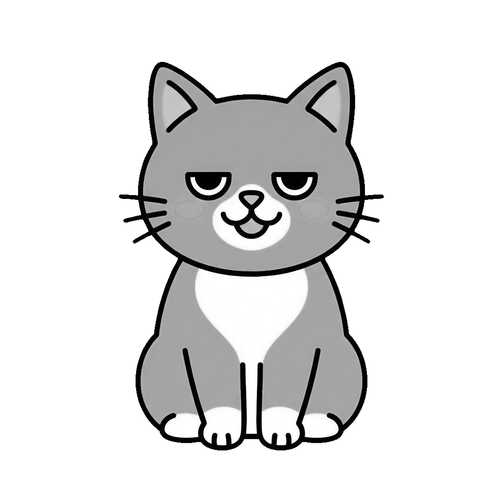 ねこのかわいいイラスト（モノクロ）