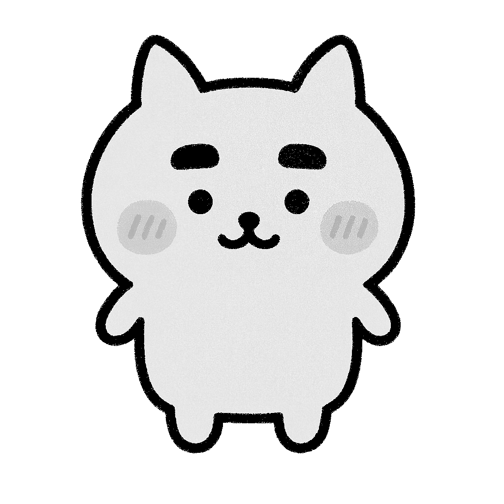 ゆるい かわいい ネコのイラスト無料ダウンロード（モノクロ）