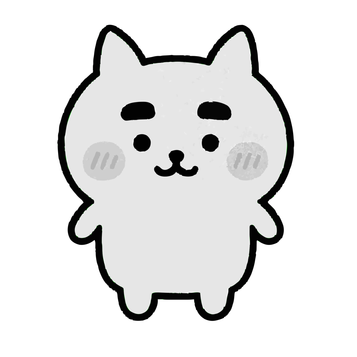 ゆるい かわいい ネコのイラスト無料ダウンロード(モノクロ)