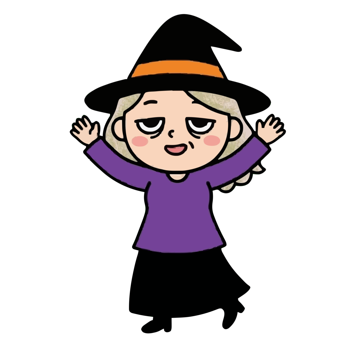 魔女がおどっているところのかわいいイラスト(カラー)