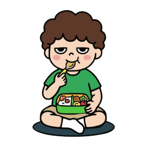 園児がおべんとうを食べているイラスト（カラー）