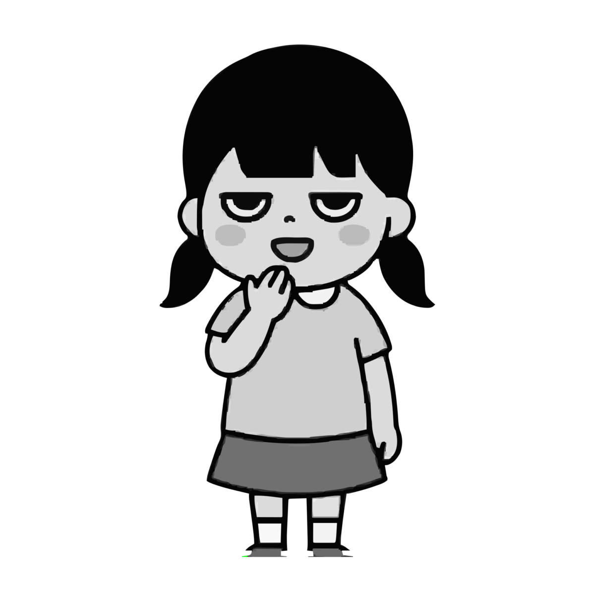 園児がうたっているところのかわいいイラスト（モノクロ）