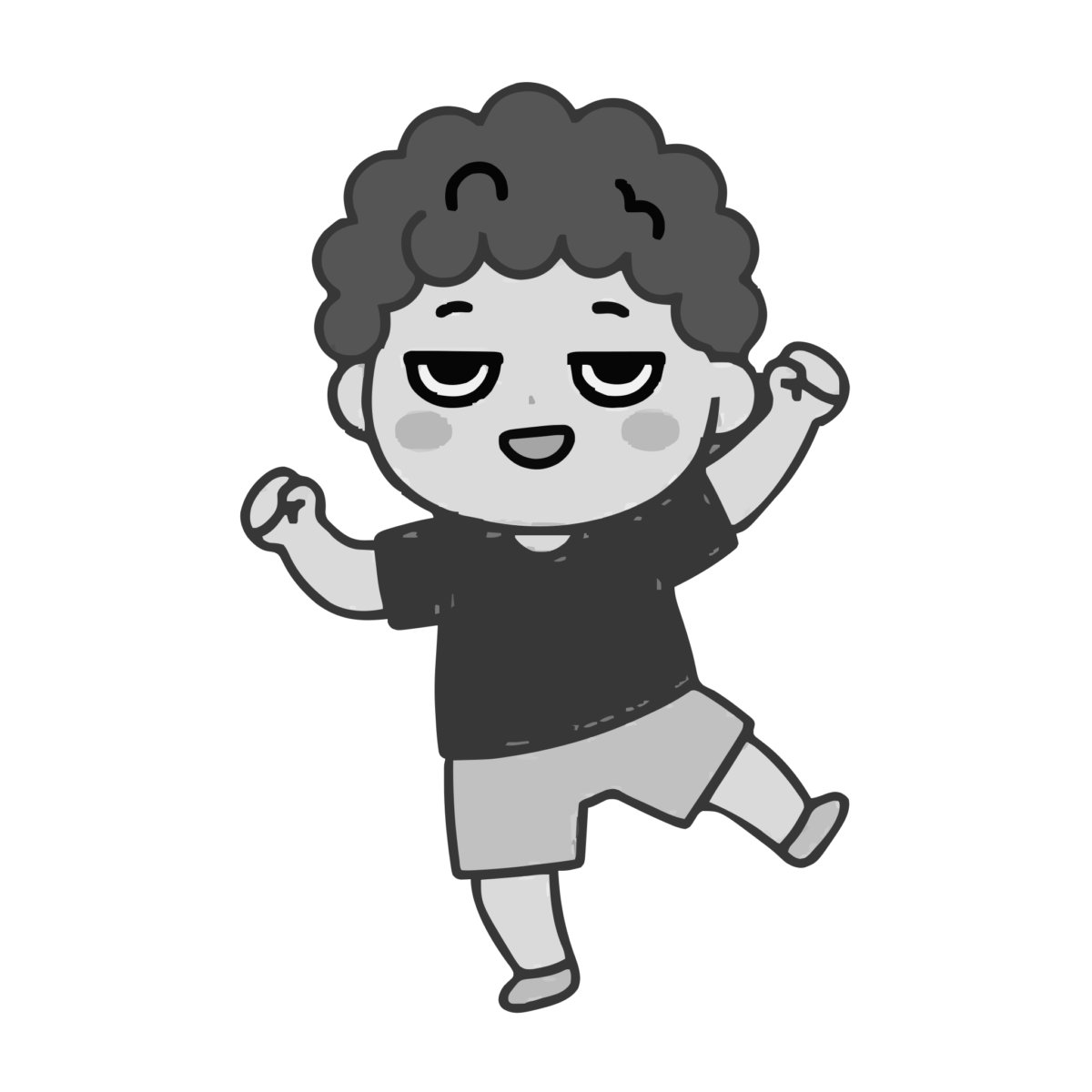 園児がおどっているところのかわいいイラスト(モノクロ)