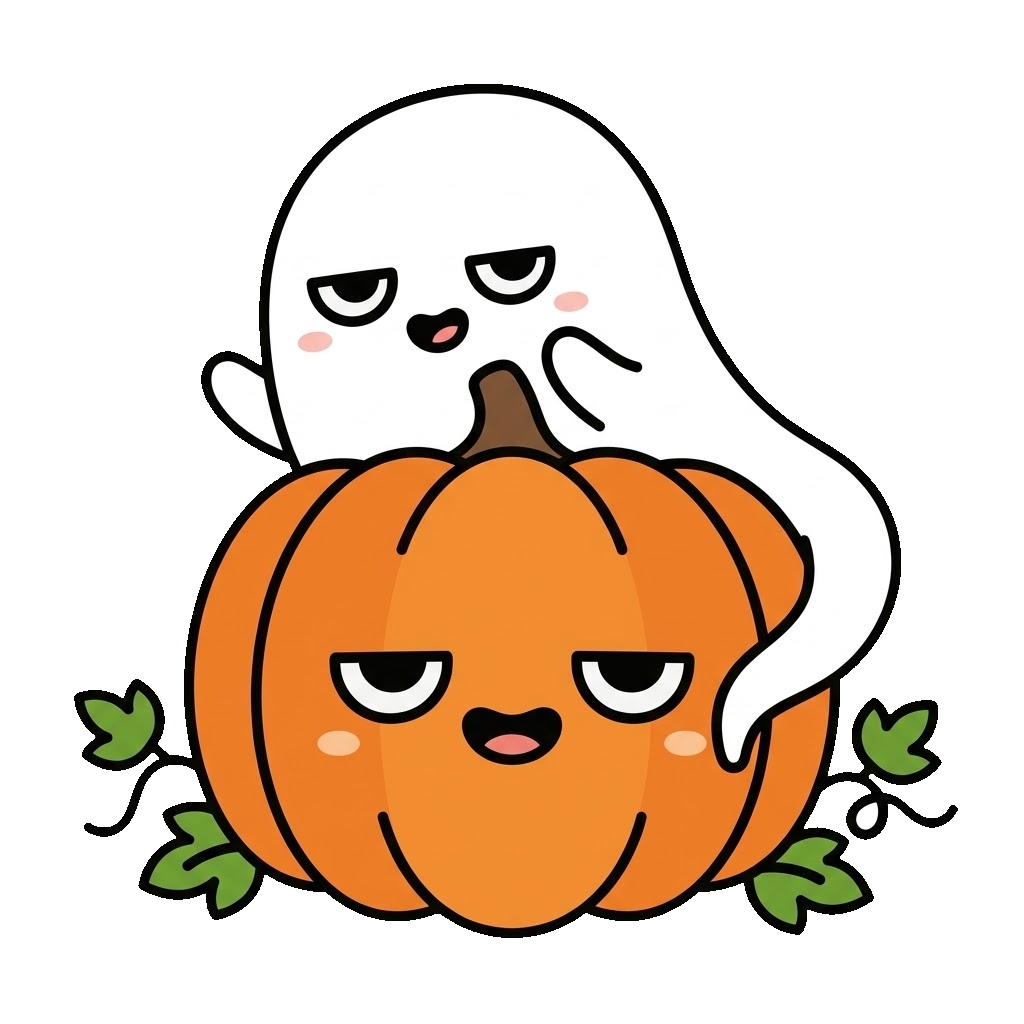 かぼちゃのおばけがかくれんぼしているイラストのイラスト（カラー）