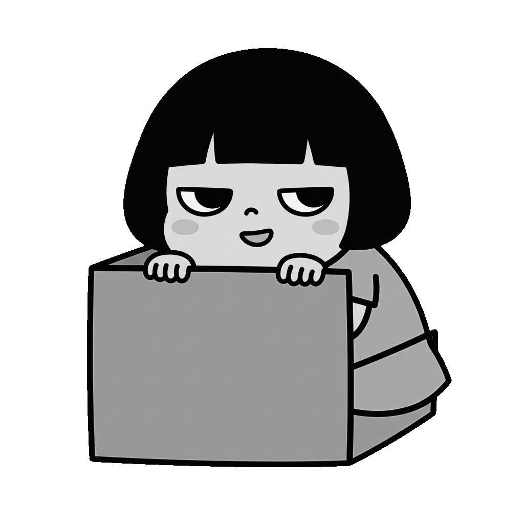 園児がかくれんぼしているところのかわいいイラスト（モノクロ）