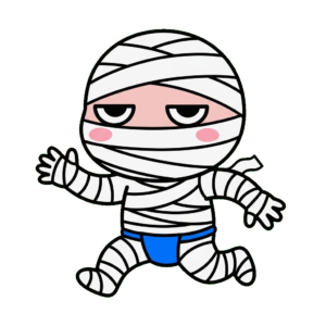 ミイラが走っているイラストのイラスト（カラー）