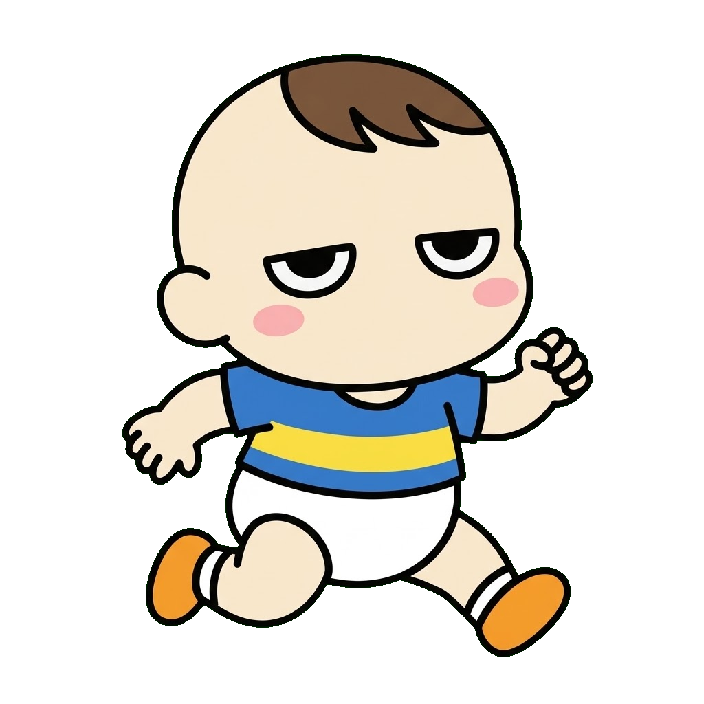 赤ちゃんが走っているイラストのイラスト（カラー）
