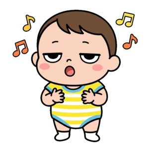 赤ちゃんがうたっているイラストのイラスト（カラー）