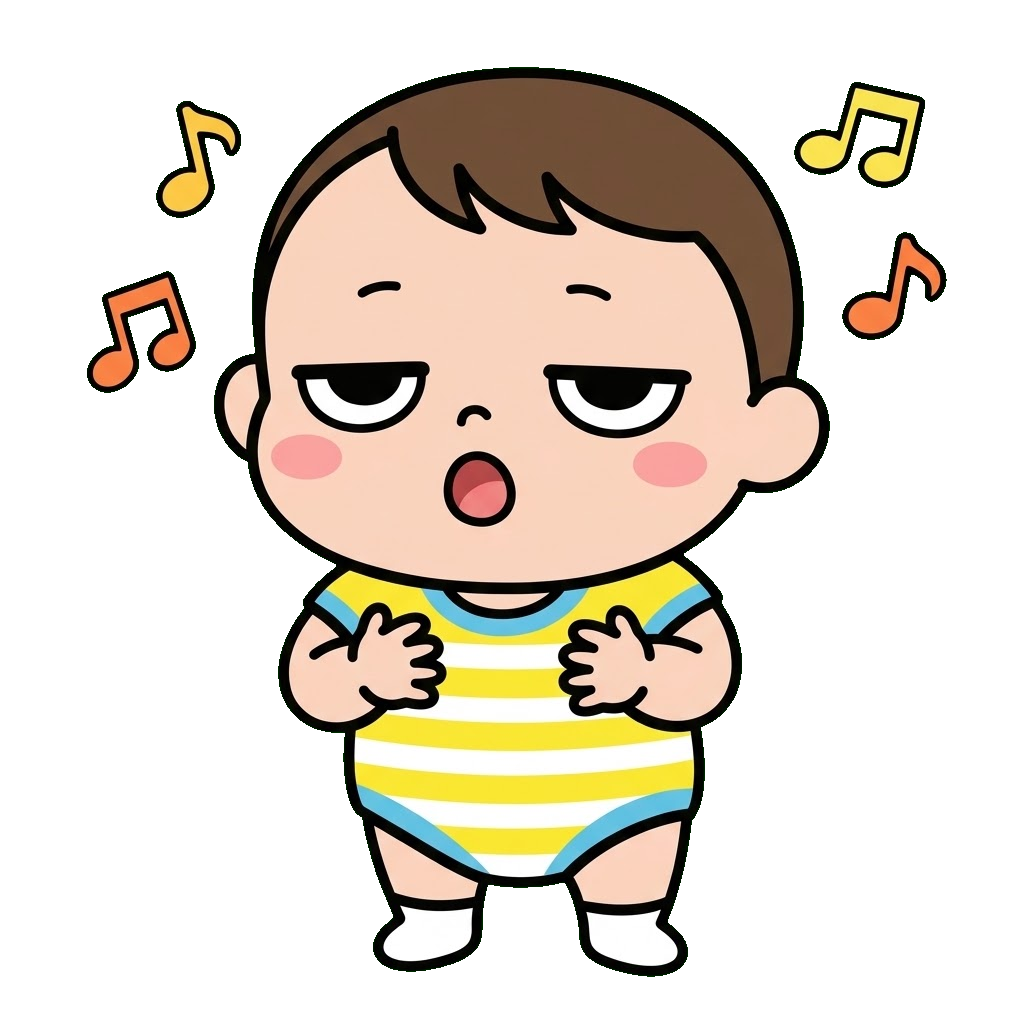 赤ちゃんがうたっているイラストのイラスト（カラー）