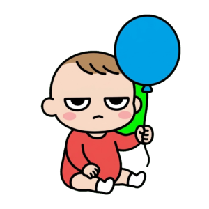 赤ちゃんが風船を持っているイラストのイラスト（カラー）
