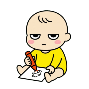 赤ちゃんが絵をかいているイラストのイラスト（カラー）