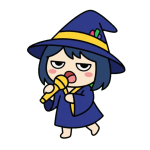 魔女がうたっているイラストのイラスト（カラー）