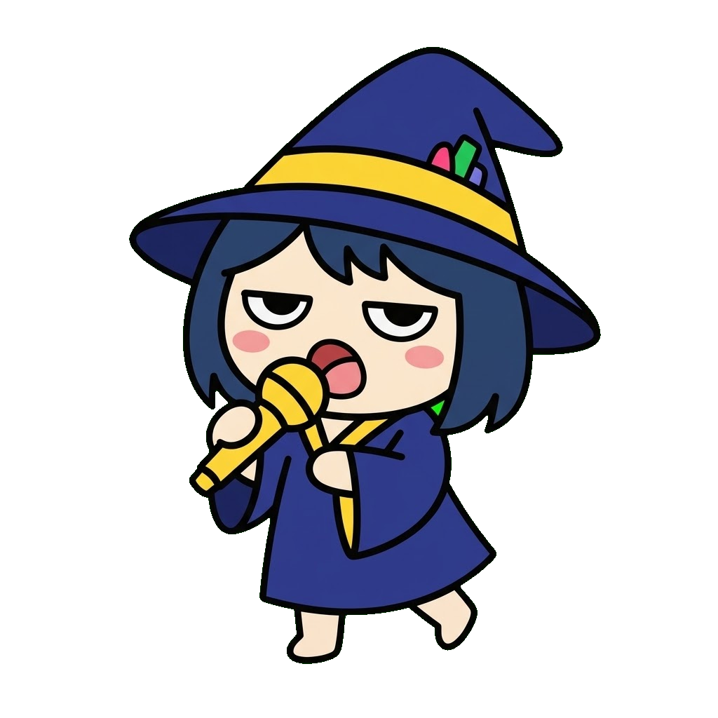 魔女がうたっているところのかわいいイラスト(カラー)
