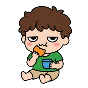 園児がおやつを食べているイラストのイラスト（カラー）